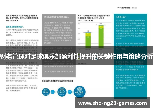 财务管理对足球俱乐部盈利性提升的关键作用与策略分析 财务管理对足球俱乐部盈利性提升的关键作用与策略分析